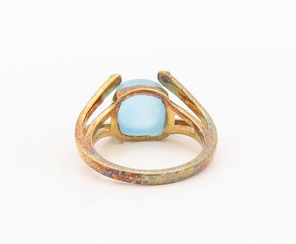 925 Sterling Silver Vintage Ring Gold Plated Designer Gemstone CZ Sz 7.5 RG30477