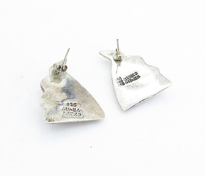MEXICO 925 Sterling Silver  Vintage Hollow Modernist Drop Earrings  EG2625