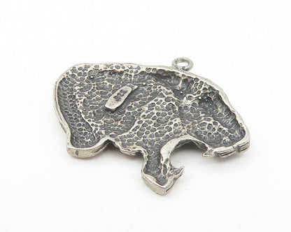 925 Sterling Silver  Vintage Dark Tone Wild Cat Open Mouth Pendant  PT9121
