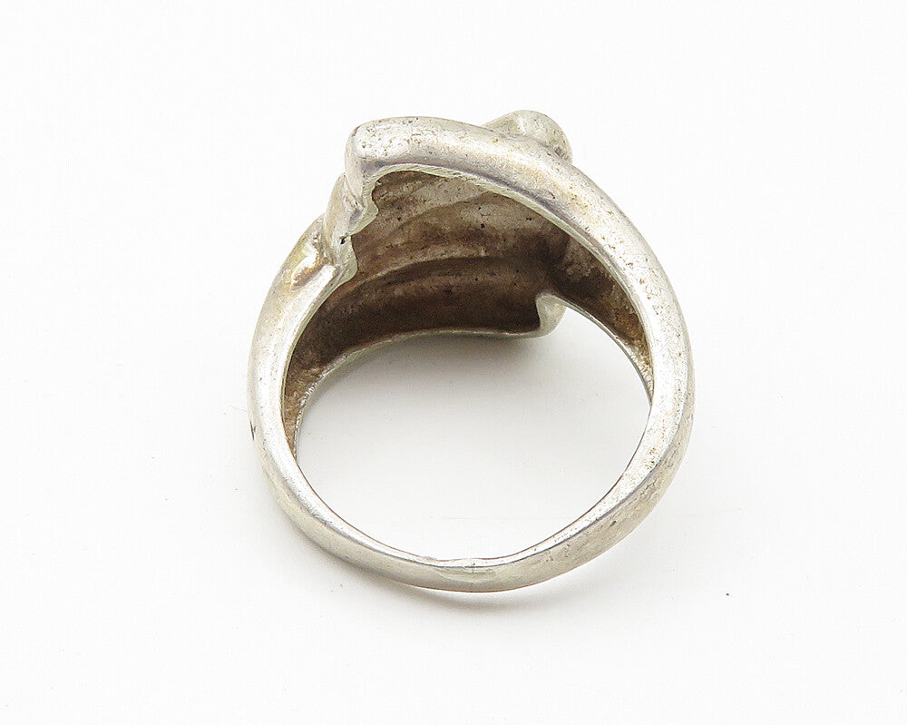 925 Sterling Silver  Vintage Fluted Bypass Wing Design Band Ring Sz 8  RG10602