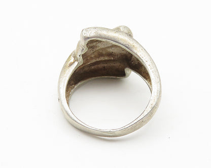 925 Sterling Silver  Vintage Fluted Bypass Wing Design Band Ring Sz 8  RG10602
