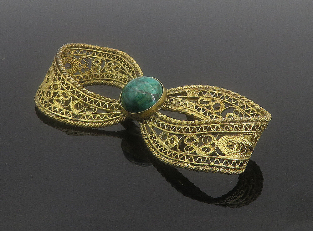 ISRAEL 925 Sterling Silver  Vintage Eilat Filigree Bow Tie Brooch Pin  BP2939