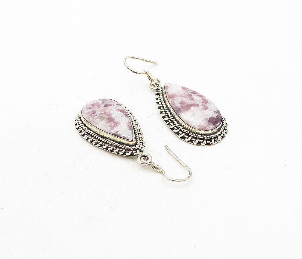 925 Sterling Silver  Vintage Gemstone Tear Drop Dangle Earrings  EG3879
