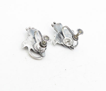 MEXICO 925 Sterling Silver  Vintage Flower Non Pierce Drop Earrings  EG4088