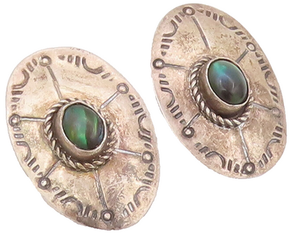 925 Sterling Silver Vintage Earrings Southwestern Etched Alexandrite EG12913