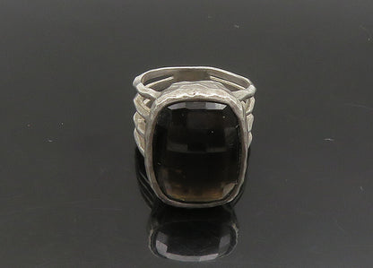 ISRAEL 925 Silver  Vintage Faceted Smoky Topaz Cocktail Ring Sz 6  RG23524