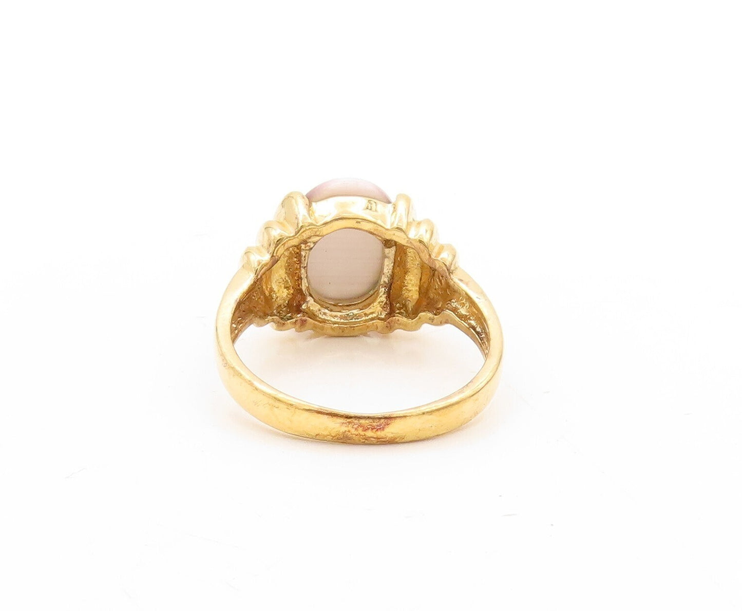 925 Sterling Silver Vintage Ring Gold Plated Purple Cat's Eye  Sz 10  RG31112