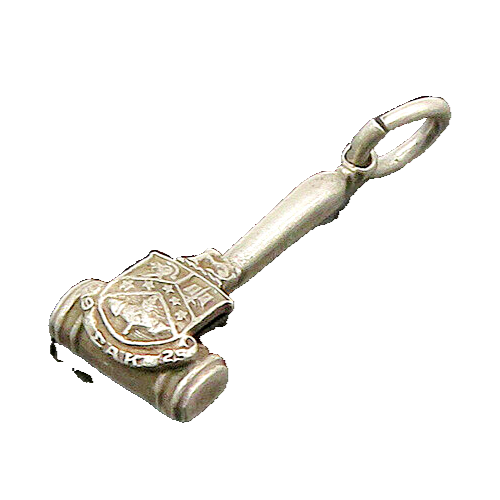 925 Sterling Silver  Vintage Antique Petite Gavel Drop Pendant  PT17369