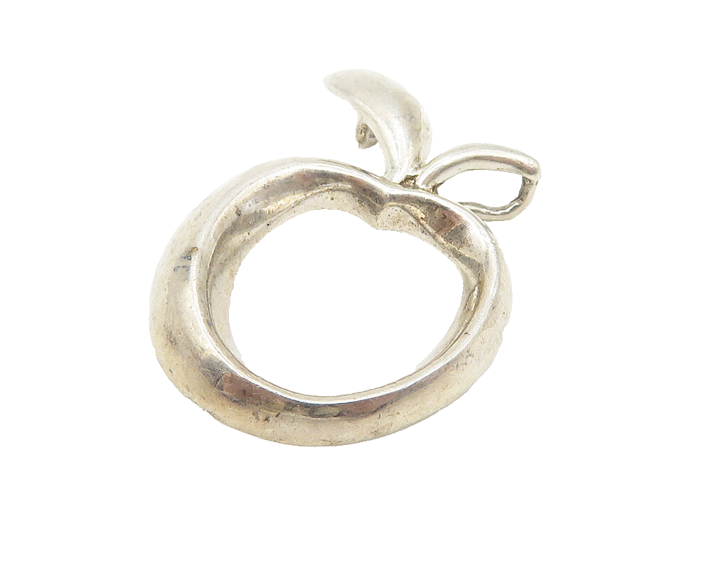 925 Sterling Silver  Vintage Shiny Open Apple Motif Slide Pendant  PT8777