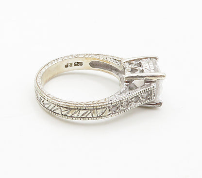 925 Sterling Silver  Sparkling Prong Set Cubic Zirconia Band Ring Sz 6 RG15936
