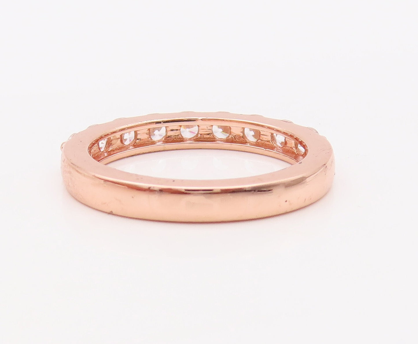 925 Sterling Silver Vintage Ring Rose Gold Plated Round CZ Inlay  Sz 7  RG29318