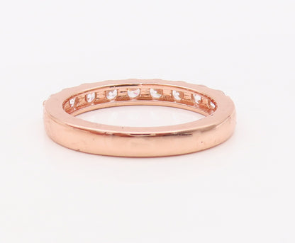 925 Sterling Silver Vintage Ring Rose Gold Plated Round CZ Inlay  Sz 7  RG29318