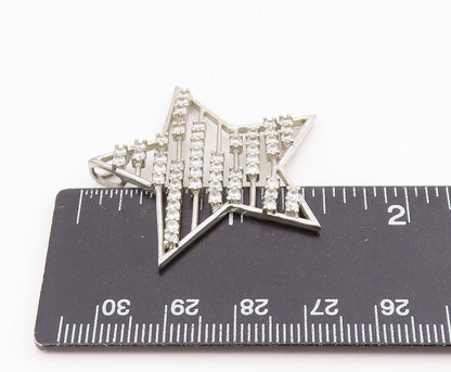 925 Sterling Silver Vintage Pendant Round CZ Geometric Celestial Star  PT25686