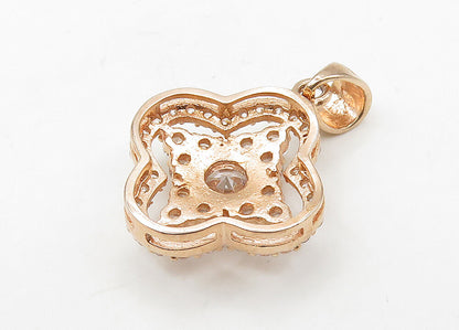925 Sterling Silver  Vintage Cubic Zirconia Flower Motif Pendant  PT17253