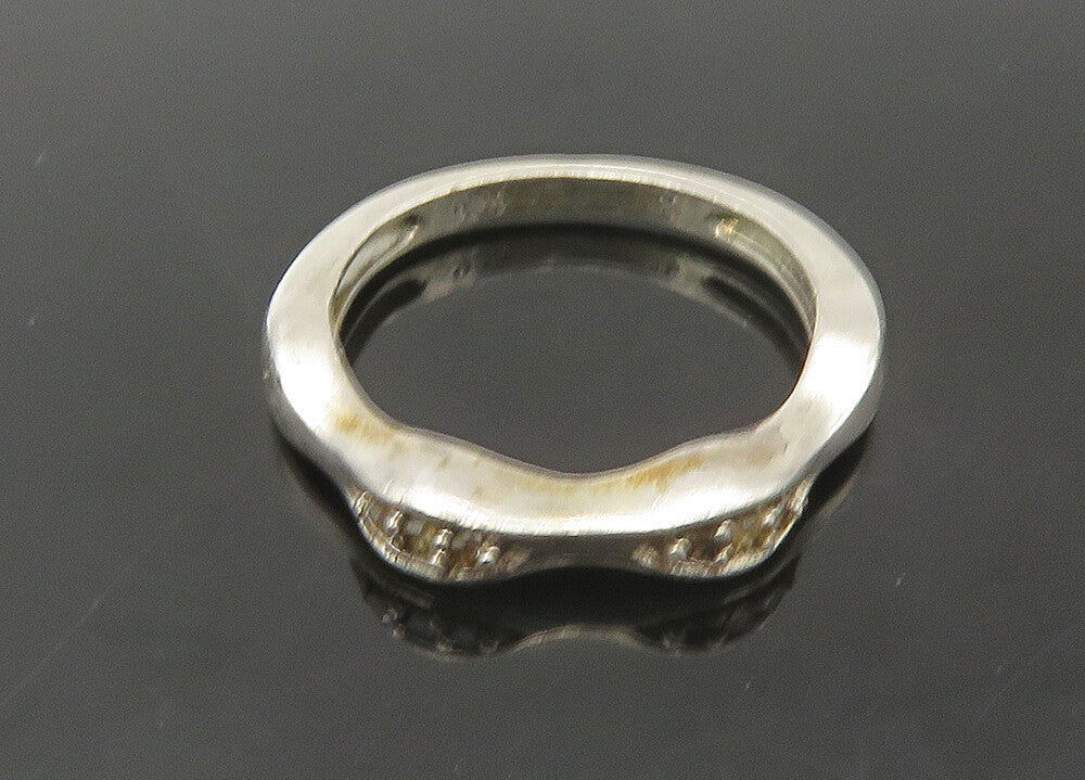 925 Sterling Silver  Vintage Genuine Diamonds Wavy Band Ring Sz 6.5  RG22396