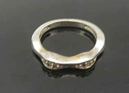 925 Sterling Silver  Vintage Genuine Diamonds Wavy Band Ring Sz 6.5  RG22396
