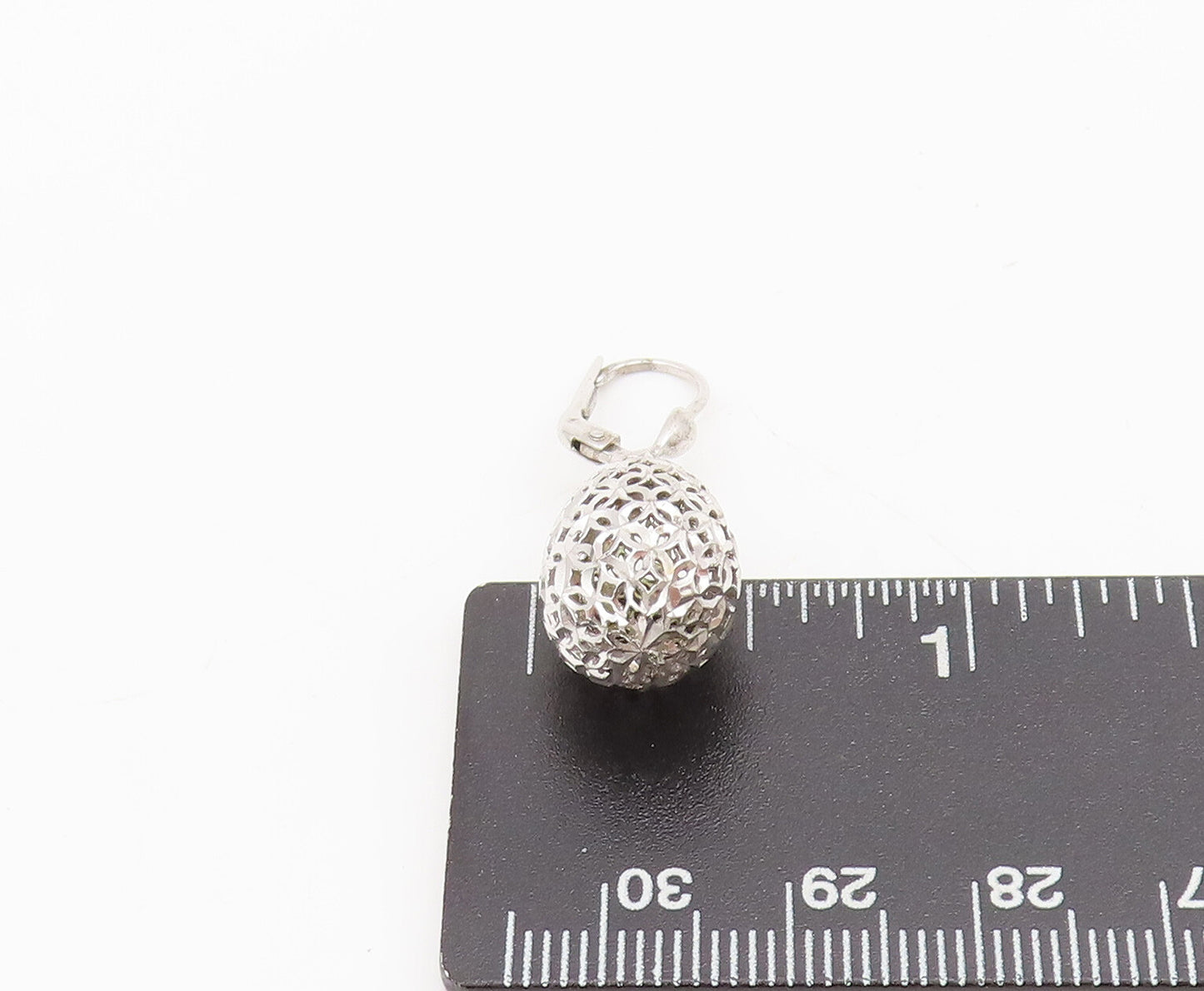 925 Silver  Vintage Geometric Pattern Carved Pear Dangling Earrings  EG12506
