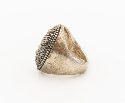MICHAEL DAWKINS 925 Silver  Vintage Broad Solid Beaded Round Ring Sz 6 RG27515