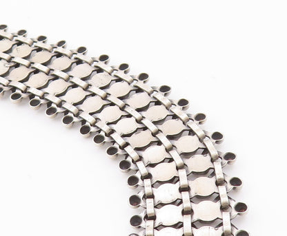 925 Sterling Silver Vintage Necklace Designer Sphere And Square Cutouts NE4529