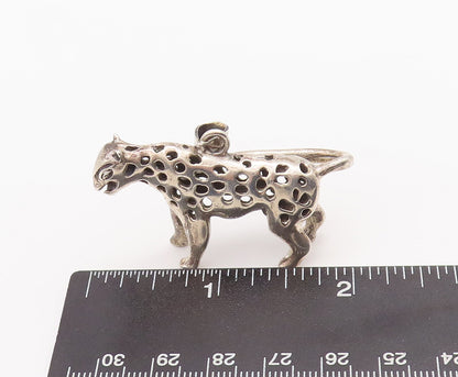 925 Sterling Silver Vintage Pendant Solid 3d Carved Patched Leopard  PT23232