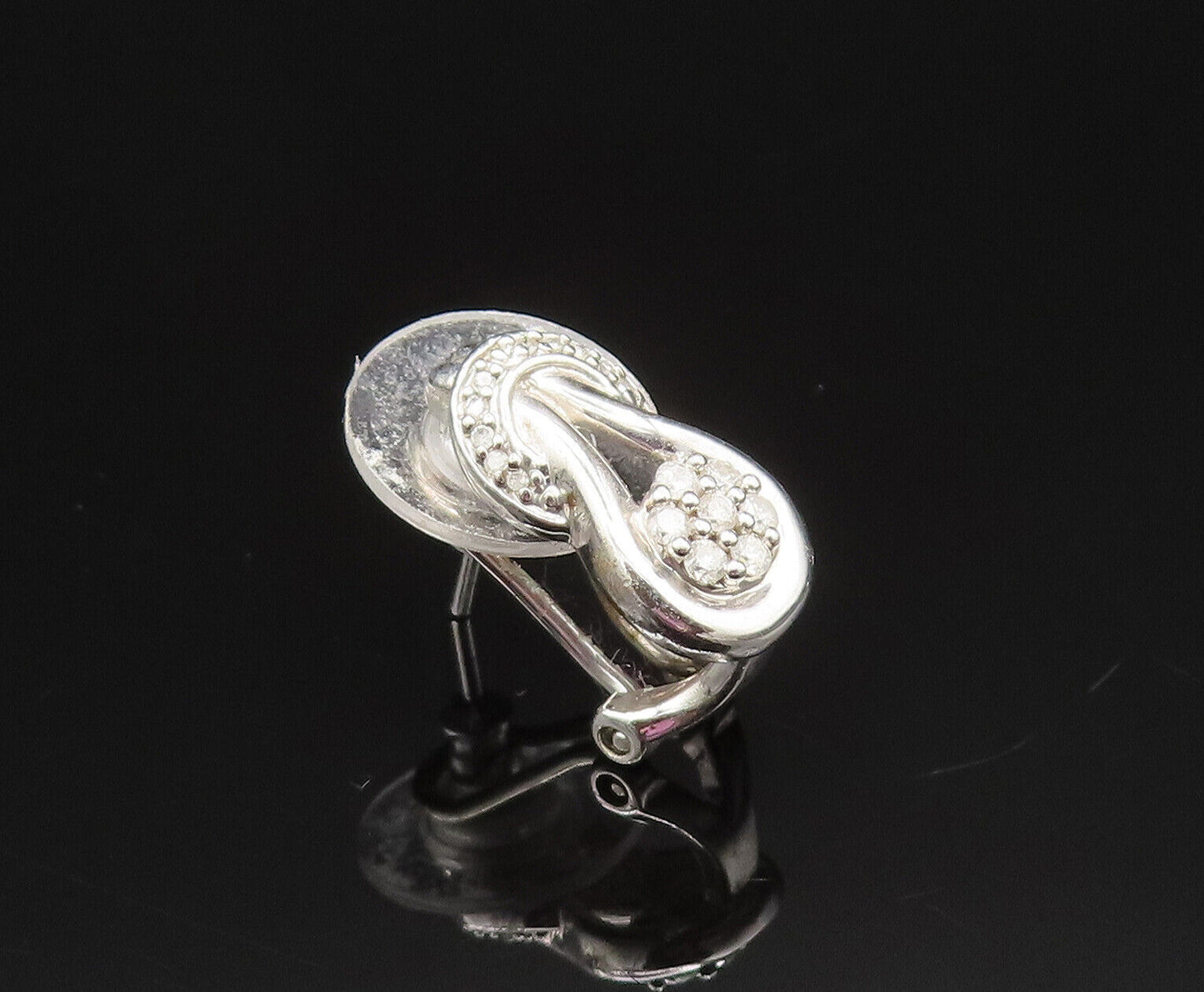 925 Sterling Silver  Vintage Floral Genuine Diamonds Drop Earrings  EG11918