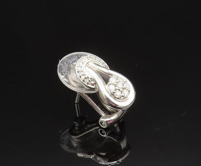 925 Sterling Silver  Vintage Floral Genuine Diamonds Drop Earrings  EG11918