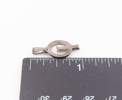 925 Sterling Silver  Vintage Dark Tone Open Circle Petite Pendant  PT19158
