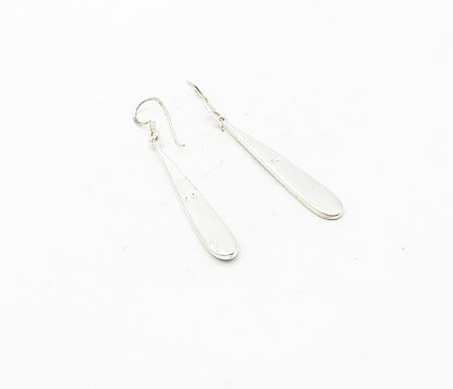 925 Sterling Silver Inlaid Turquoise Pattern Shiny Tear Drop Earrings EG3920