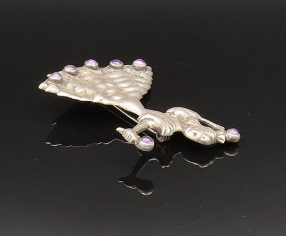MEXICO 925 Silver  Vintage Antique Dancing Chalcedony Woman Brooch Pin  BP9677