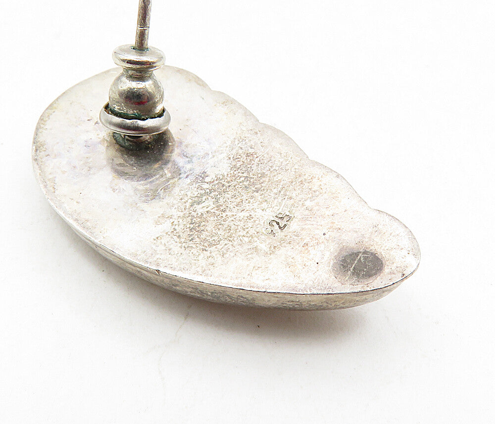925 Sterling Silver  Vintage Dark Tone Fluted Swirl Wing Drop Earrings  EG4619