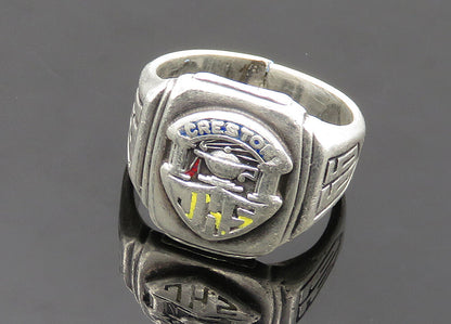 REED & BARTON 925 Silver  Vintage Antique Creston JHS Band Ring Sz 8  RG20076