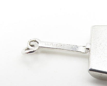 925 Sterling Silver  Vintage Petite Shiny Heart Shovel Drop Pendant  PT9346