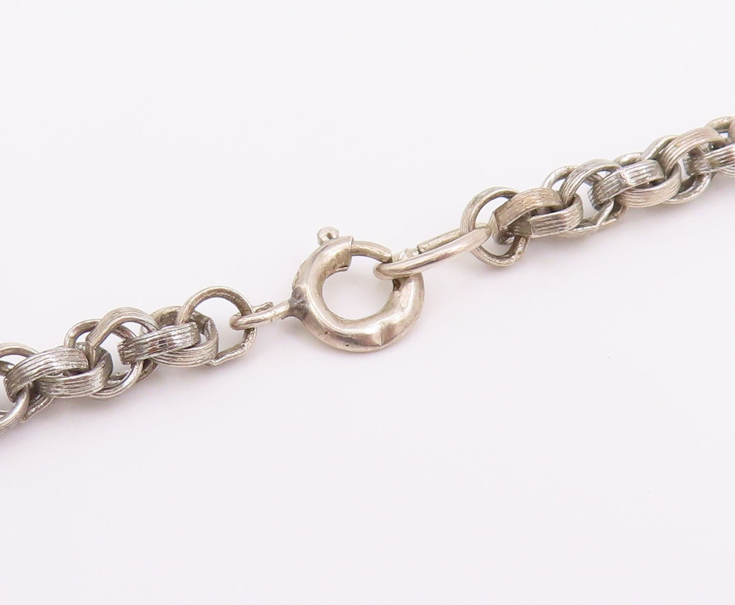 925 Sterling Silver Vintage Necklace Interlocking Round Link Cable Chain NE4742
