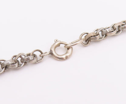 925 Sterling Silver Vintage Necklace Interlocking Round Link Cable Chain NE4742