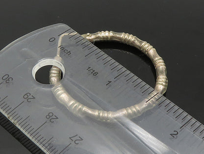 925 Sterling Silver  Vintage Shiny Hollow Bamboo Hoop Earrings EG11537