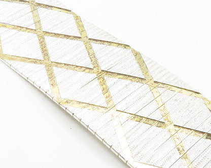925 Sterling Silver  Shiny 2 Tone Diamond Shape Pattern Chain Bracelet  BT5583