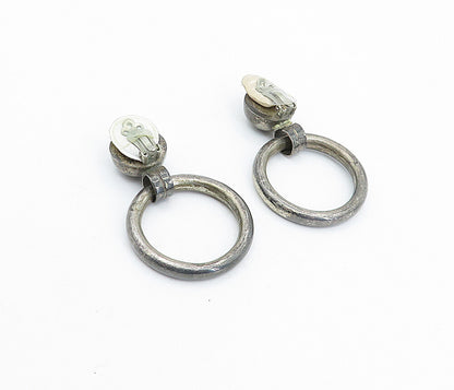 MEXICO 925 Silver  Vintage Oxidized Open Circle Non Pierce Earrings  EG2312