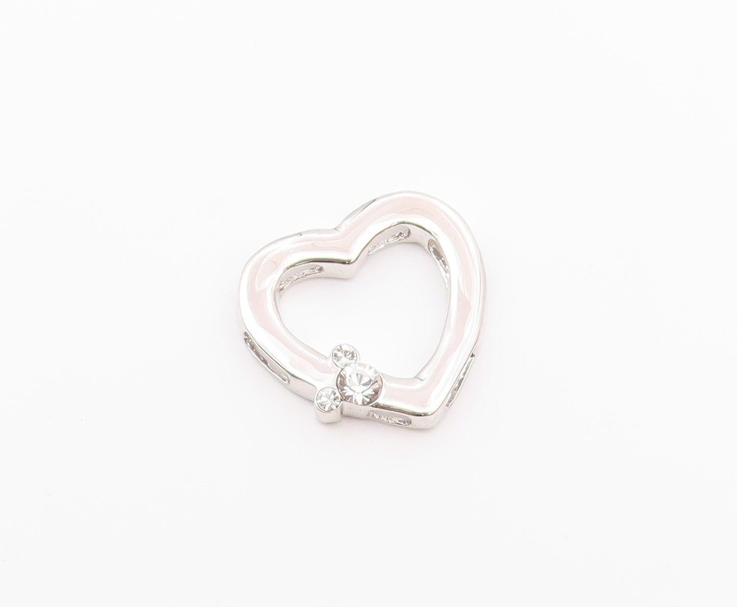 925 Sterling Silver  Cubic Zirconia Mickey Mouse Love Heart Pendant  PT16427