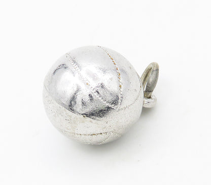 925 Sterling Silver  Vintage Shiny Basketball Motif Sports Pendant  PT13066