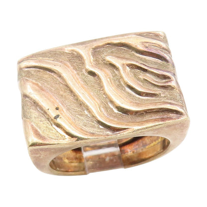 925 Sterling Silver Vintage Ring ITAOR Textured Wave Signet  Sz 8.5  RG34642