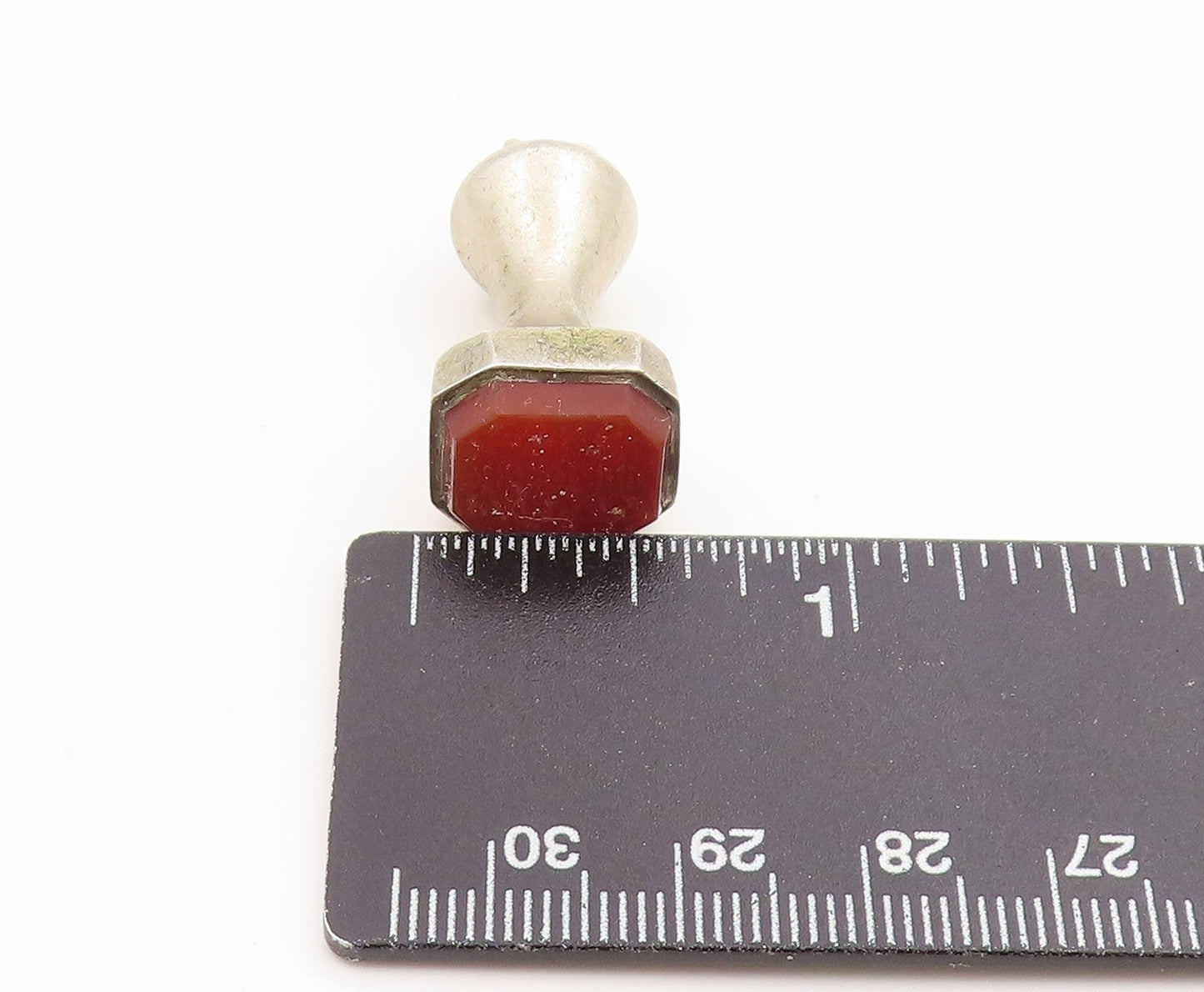 925 Sterling Silver Vintage Pendant Carnelian Modernist Wax Seal Stamp  PT26111