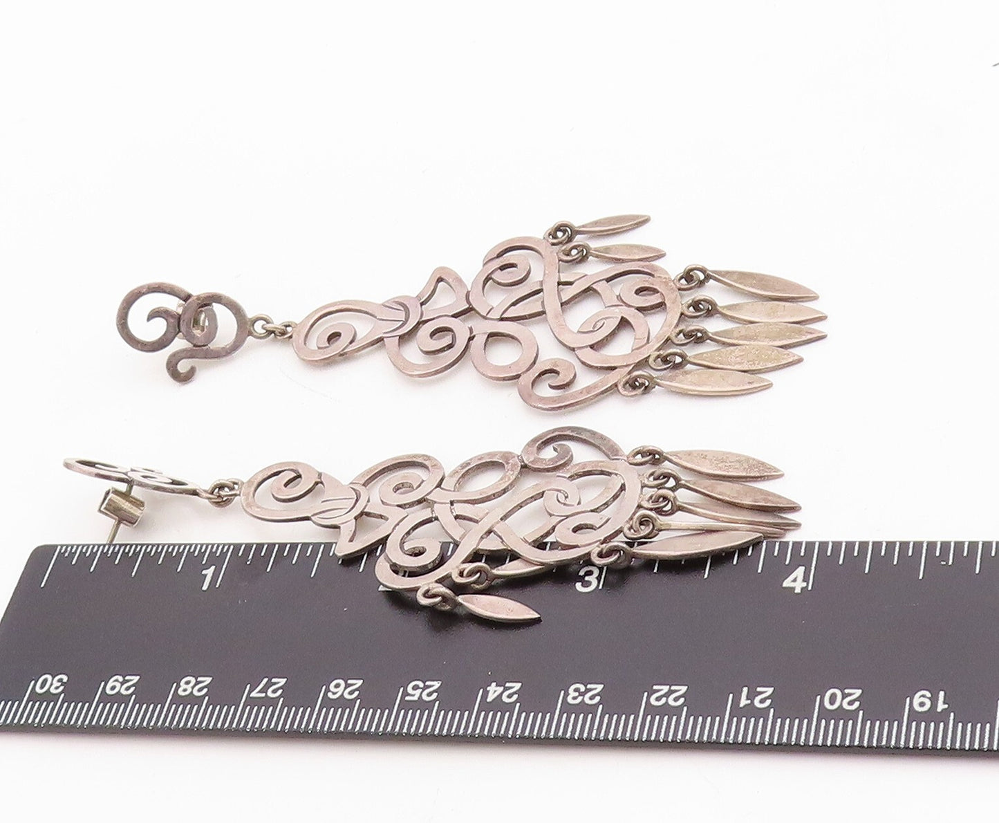 925 Sterling Silver Vintage Earrings TAXCO Large Designer Solid Cutout EG13233