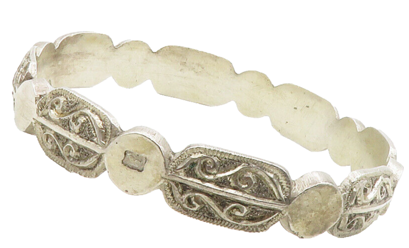 MIDDLE EAST 925 Silver  Vintage Antique Swirl Pattern Bangle Bracelet  BT5079