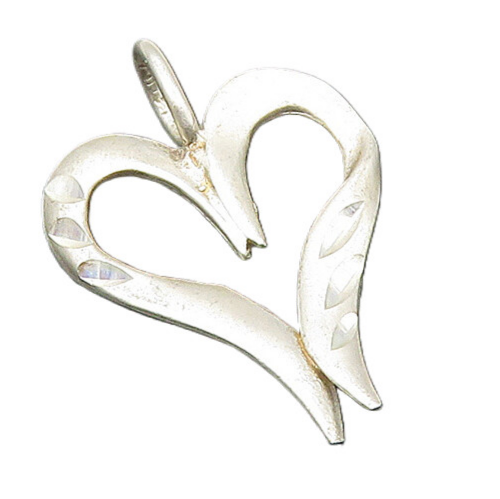 925 Sterling Silver  Vintage Diamond Cut Open Love Heart Pendant  PT17358