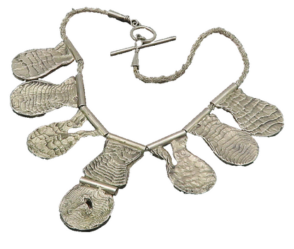 BWS Solid Silver Vintage Modernist Sculpted Large Heavy Chain Necklace NE3416