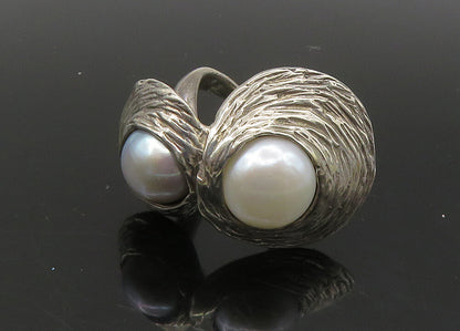 HAGIT GORALI ISRAEL 925 Silver  Vintage Pearls Cocktail Ring Sz 7  RG23248