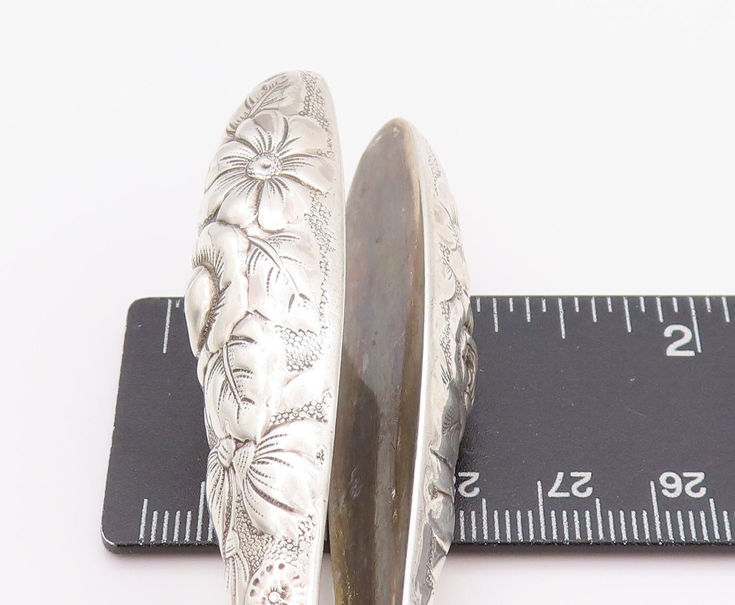 925 Sterling Silver Vintage Glove Stretcher Designer Large Floral Carved  TR3907