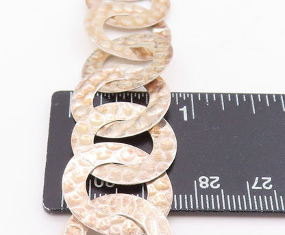 925 Sterling Silver Vintage Necklace Interlocking Hammered Circular Disc NE4743