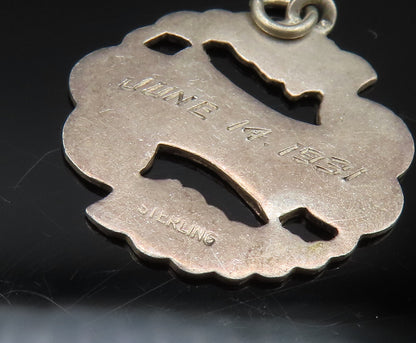 925 Sterling Silver  Vintage Antique Leaf Wreath Flat Pendant  PT20460