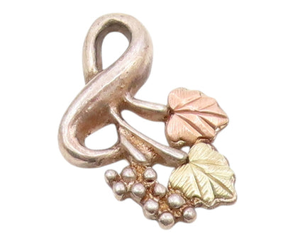 925 Sterling Silver & 12K GOLD  Vintage Petite Floral Leaves Pendant  PT12738